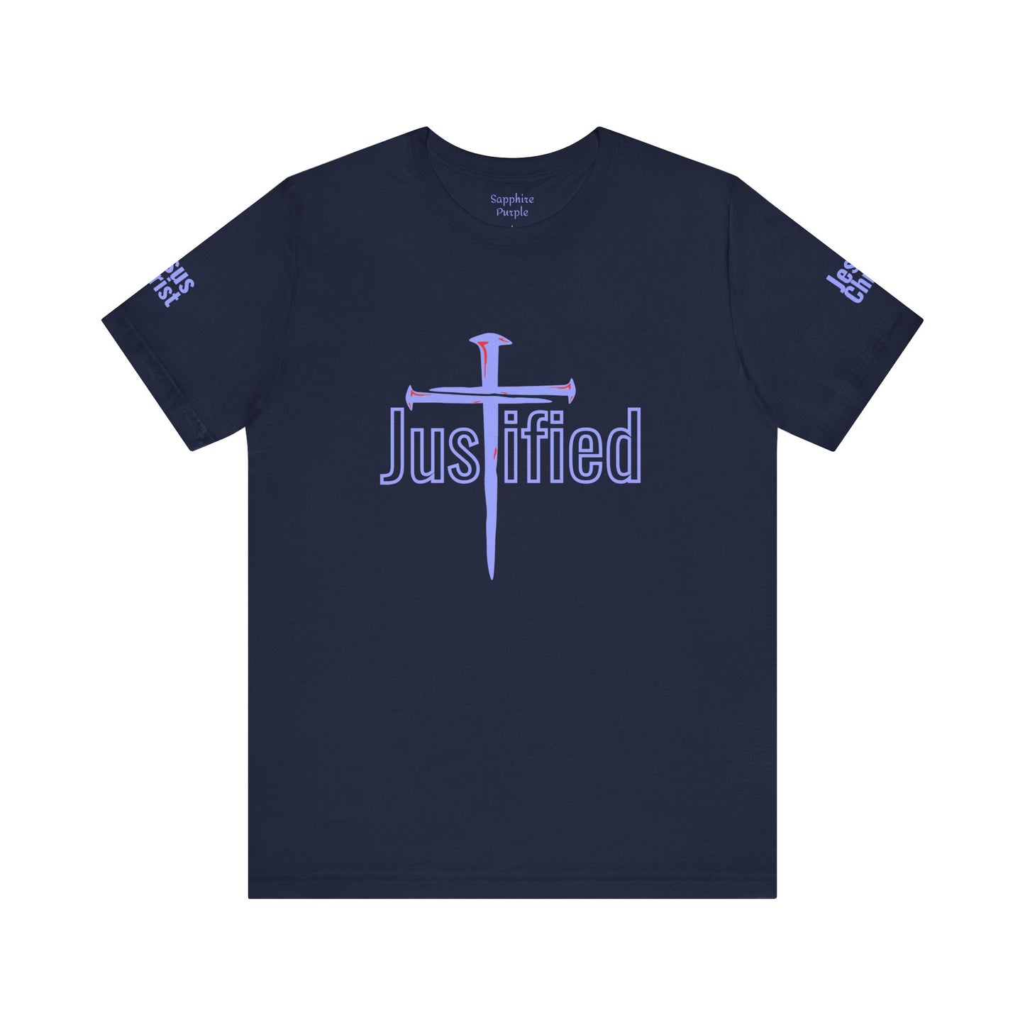 Justified Cross Jersey Tee - Bold Graphic Shirt for Faith and Style