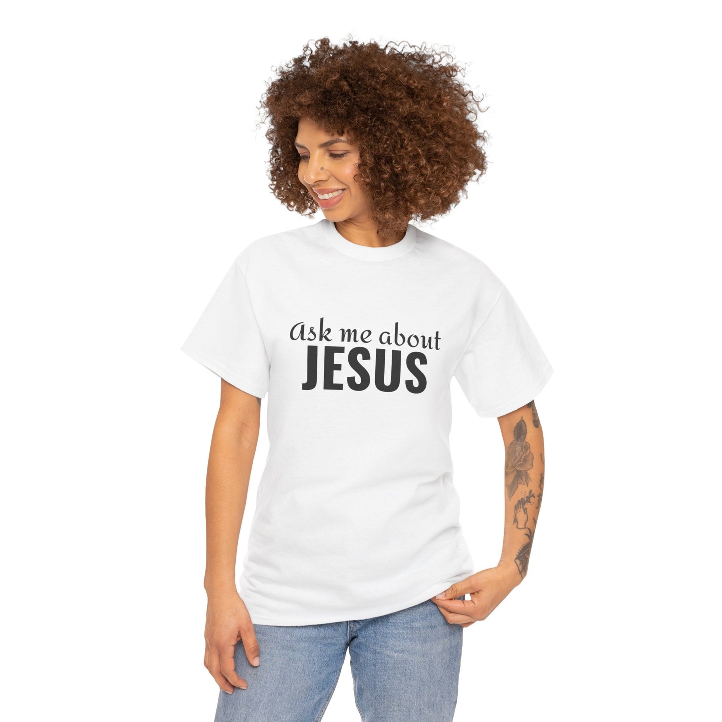 Ask Me About Jesus Cotton Tee