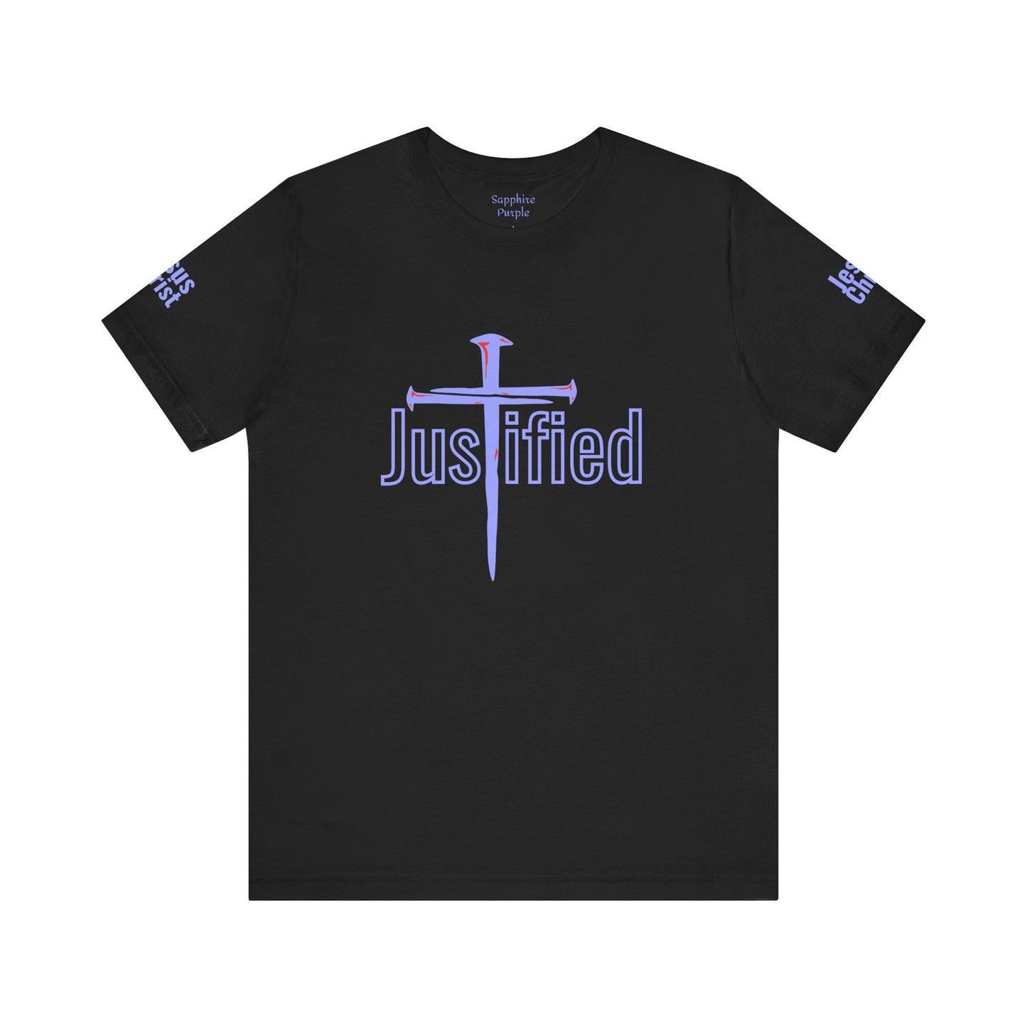 Justified Cross Jersey Tee - Bold Graphic Shirt for Faith and Style