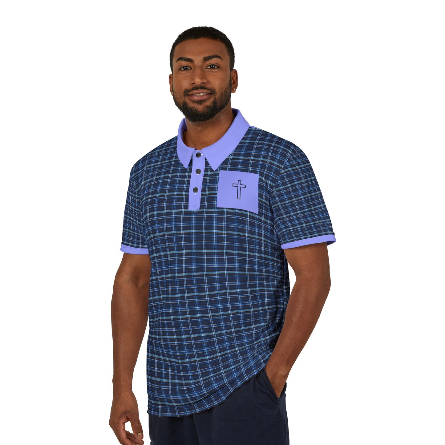 The Cross Blue Checkered Polo Shirt