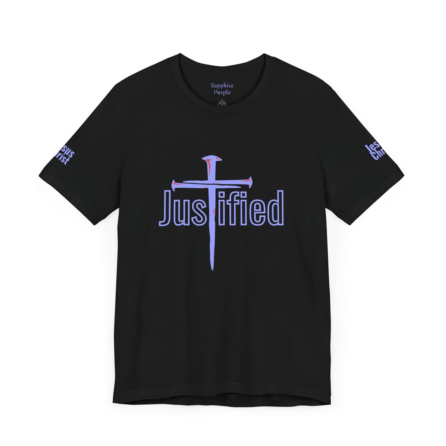 Justified Cross Jersey Tee - Bold Graphic Shirt for Faith and Style