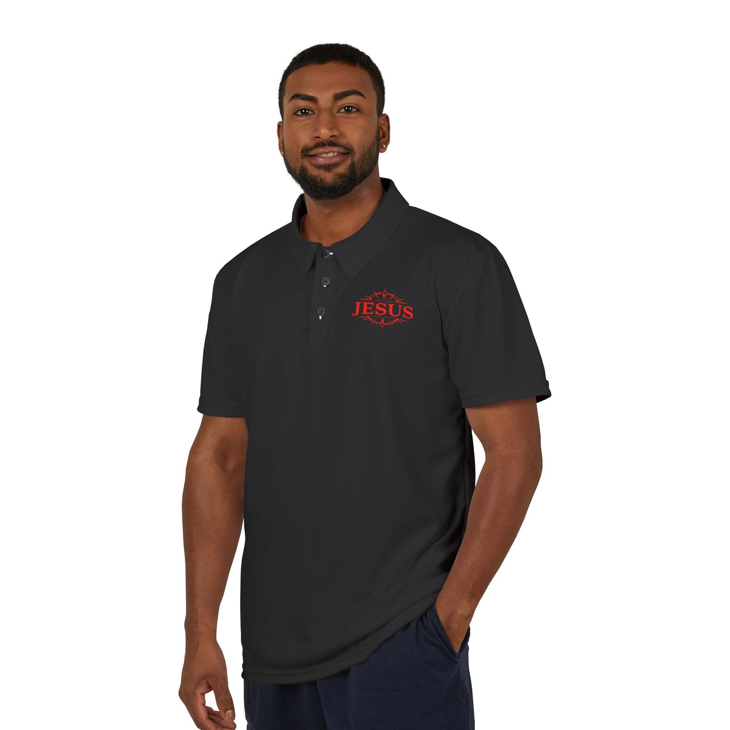 JESUS Black Polo Shirt
