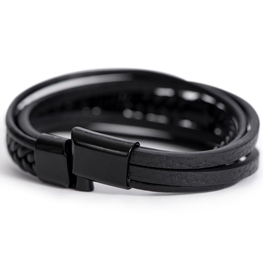 To My Husband My Love Stainless Steel Cross Leather Bracelet
