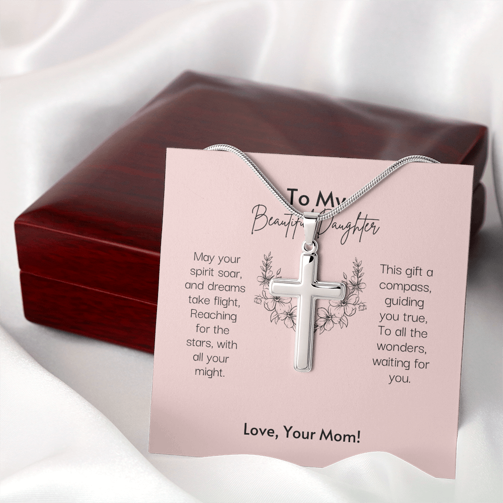 To My Beautiful Daughter Stainless Steel Cross Necklace