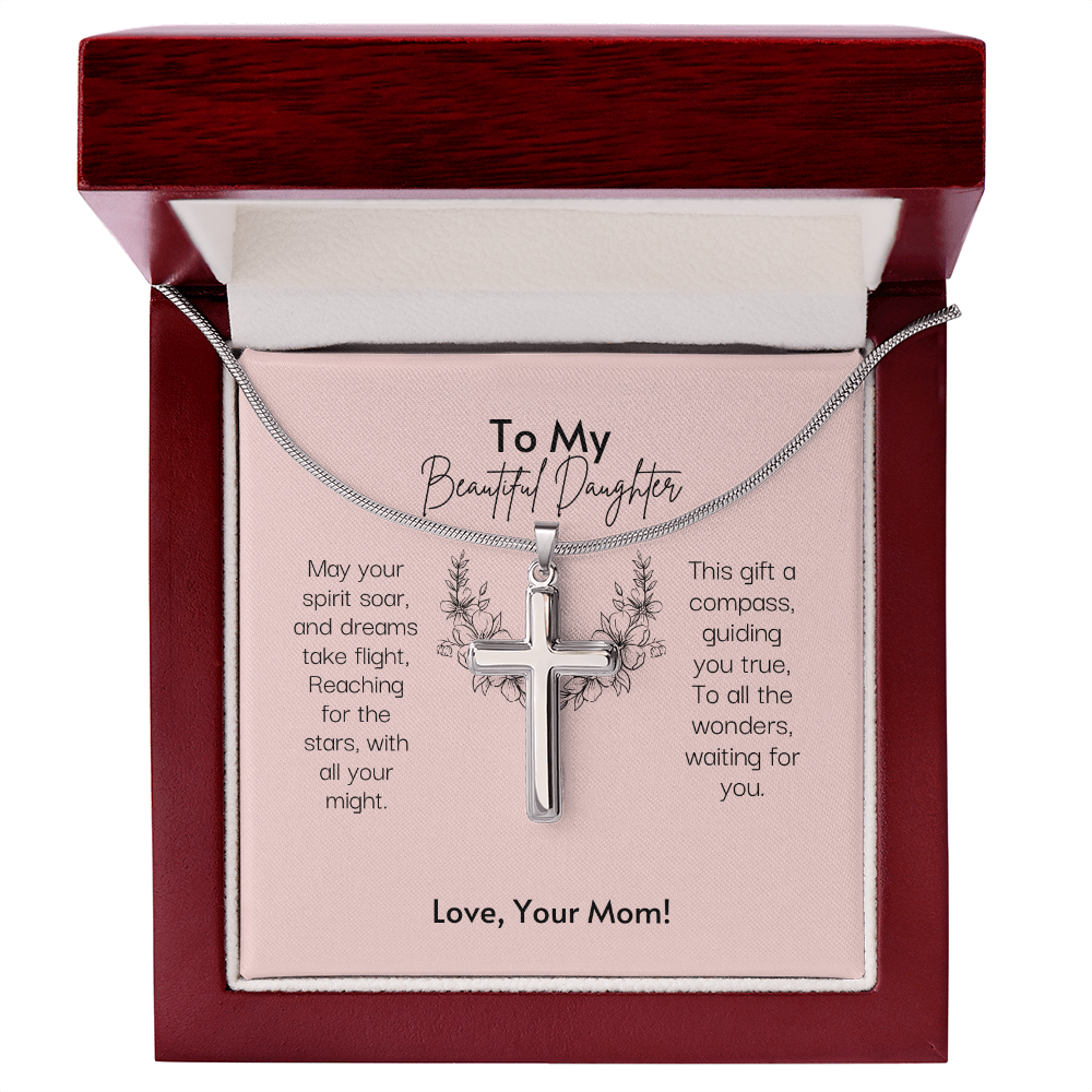 To My Beautiful Daughter Stainless Steel Cross Necklace